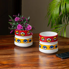 The Eye of Horus' Hand-painted Terracotta Planter Pots (Set of 2 | 10.2 cm | Earthen Pots)